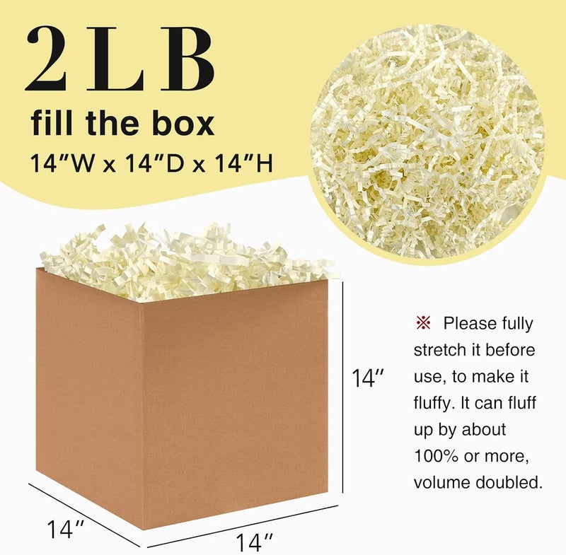 Corlcol 2LB Crinkle Paper Shred Filler for Gift Box Bag and Basket On Holidays(Beige) - Image 2
